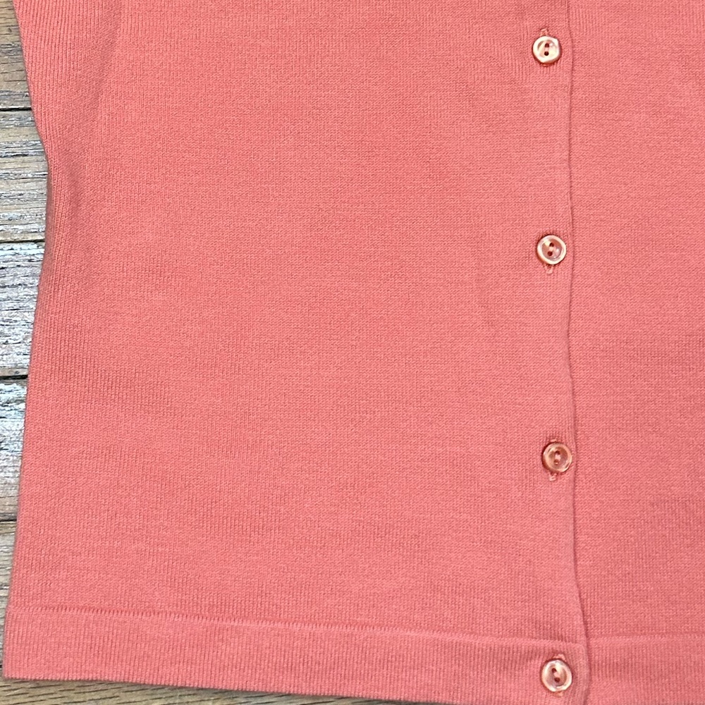 Garnet Hill Size Small Hand Beaded Embellished Floral Orange Cardigan Sweater - Picture 2 of 13